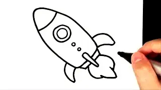 HOW TO DRAW A SPACE ROCKET - easy drawings