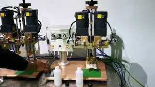 Benchtop type screw capping machine for round bottles with spray pump caps