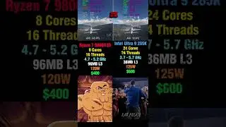 Ryzen 7 9800X3D vs Intel Ultra 9 285K - AMD Takes The LEAD! #pcgaming #comparison #amd