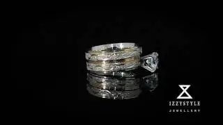 316L Stainless Steel Gold and Silver AAA CZ Solitaire Ring Set