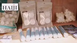 Compressed coin tissue , Magic towel product show