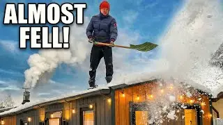 BURIED IN SNOW! Saving the Roof from TONS of Snow. Solo Cleanup [No Talk ASMR]