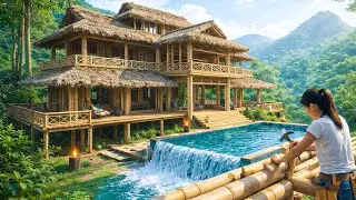 Building a Bamboo Kitchen and Connecting It to the House with Double Stairs