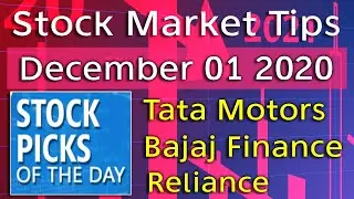 Stock Market Tips today -December 01 2020.Stock Picks Today Axis Bank, Bajaj Finance and Reliance.