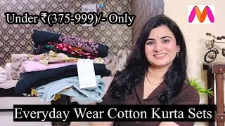 Best Myntra Kurta Set Haul, Embroidered Kurta Pant Set With Dupatta, Cotton Kaftan Kurta Palazzo