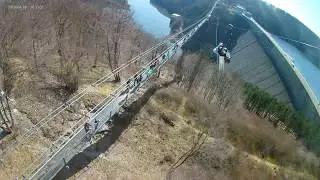 Megazipline - Europas größte Doppelseilrutsche im Harz Aussicht auf Titan RT Hängebrücke