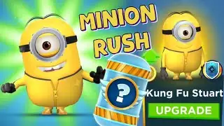 Minion Rush Kung Fu Stuart Upgrade Level 4 and Agent Prize Pod opening in minions game gameplay
