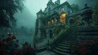 1 Hour Of Gentle Rain Sound 🌧️ Gothic Mansion Ambience 🌹 Background Rain Sounds for Relaxation