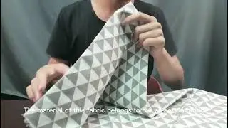Beige triangle print canvas, high-quality geometric fabric