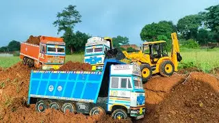 giant truck 🚛 fell into ditch 😲 pulled out by JCB3XD 🥳🎉🎈@jojolittletoys