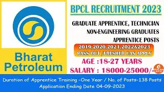 Bharat Petroleum Corporation Limited recruitment 2023 I Freshers 2019-2023 Passout Apply Apprentice