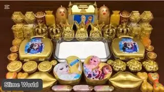 GOLD FROZEN SLIME ! Mixing Random Things into GLOSSY Slime World 