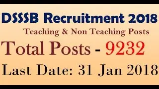 DSSSB Recruitment 2017 - 9232 Teaching & Non Teaching Posts