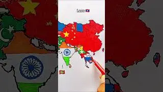 Draw Flag Map of Laos 🇱🇦 #laos