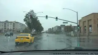 Driving Dublin Boulevard in the rain. Dublin California October 2021.