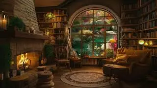 Spring Morning Coffee Shop - Smooth Jazz  and Rain Falling On The Window to Relax, Study and Work