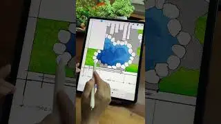 iPad hand-painting uses procreate software to easily outline the courtyard garden plan from line