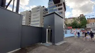 BRAND NEW! 2024 KONE MonoSpace MRL-Traction Temporary Outdoor Elevator @ Slussen, Stockholm, Sweden!