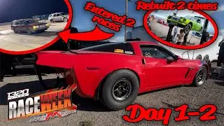 World Record stick shift car takes on an army of Canadian's, massive carnage at Race week day 1-2.