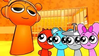 Sprunki Baby Raddy & Sky & Clukr & Pinki Played Sprunki Oren Prison Escape Obby in ROBLOX 