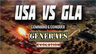 Command & Conquer: Red Alert 3 Generals Evolution Mod Gameplay | USA vs GLA | Tournament Desert