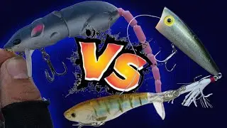 &iquest;Cu&aacute;l engancha m&aacute;s Lobinas? Ratoncito vs Popper vs Whopper Plopper | Reto de Superficiales