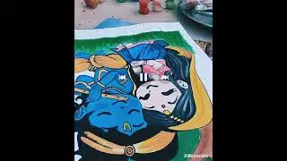 Beautiful  colors radha rani and krishna ji  scenery 🩷️💙#art #radhakrishna #beautiful 