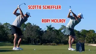 Scottie Scheffler and Rory McIlroy Side-By-Side Long Iron Swing Comparison