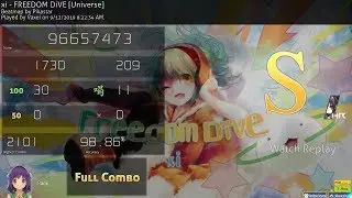 osu! | Vaxei | xi - FREEDOM DiVE [Universe] +HR 98.86% FC #1 ❤ | First FC! 950pp if ranked