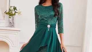 Vintage Dress Maxi Dress Mesh Patchwork Casual Crew Neck 3/4 Length Sleeve Green Color 13221620