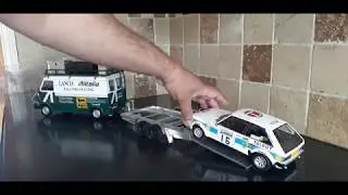1/18 Altaya (Alitalia Lancia) Fiat 242 Rally Assistance Van with Roof Rack and Trailer.