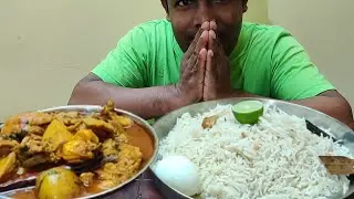 Eating Garlic Spicy Chicken Curry With Special White Biryani ।। Sonali Eating show । egg eating