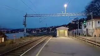 (Type 74) A Stadler Flirt Train passes through Ljan Station, Nordstrand, Oslo - 2.11.2024 