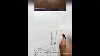How to draw a floating land with castle ? pencil sketch. ✏️