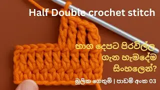 Half double crochet stitch for beginner| මූලික ගෙතුම් පාඩම් අංක 03 #beginnercrochet #crochet #diy