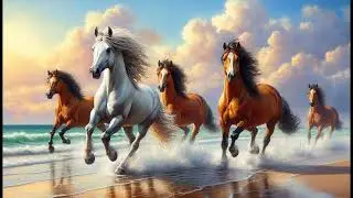 The Art Corner - Horses on beach paintings -  Perfect TV Screensaver with Relaxing Music