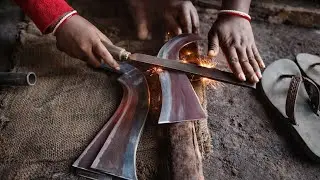 Amazing Female Blacksmith Sharpening Knives | Village Craftsmanship
