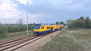Hybryda NEWAG & zesp&oacute;ł diagnostyczny STADLER, krzyżowanie 18.09.2024 Chorzel&oacute;w (LK 25).