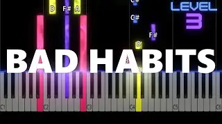Bad Habits - Ed Sheeran - INTERMEDIATE Piano Tutorial