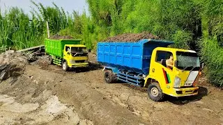Mobil Truk Muatan Berat Isuzu NMR Terguling Jembatan Rc Handmade Canter Fuso Oleng Melewati Tanjakan