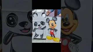 Realistic 3d art Micky mouse and Baby Panda #new #trending #shorts @RealisticCraft