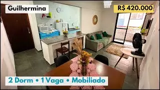 Apartamento mobiliado com 2 dormit&oacute;rios e 1 vaga na Guilhermina, Praia Grande -SP