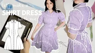 DIY Puff Sleeve Shirt Dress with Side Gathers & Tie Back 💕 &ndash; Sew the GISELLE Dress Sewing Pattern!