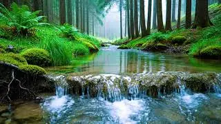 Calming Forest Ambience | River Flowing Birds Chirping in Hidden Forest Ambience for Rest, Medicine