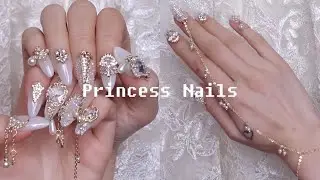 [셀프네일] 네영살롱💅🏻 내가 만약 공주라면? 온세상 화려함을 손톱에 담다💎ㅣ네일전공 졸업작품ㅣ알리익스프레스ㅣ지르콘파츠ㅣ댕글파츠ㅣ픽시네일