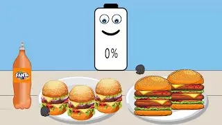 Giant burger 🍔 mukbang | Asmr mukbang Animation || Low battery 🪫 to overcharge 🔋