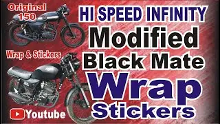 HI Speed Infinity SR Mat Black WRAP | Cafe Racer | Bike WRAP | black mate motor cycle wrap