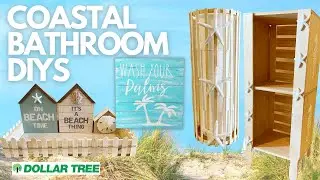 🐚 New COASTAL Bathroom DIYS Beach Cabinet & more! Shore Living (Dollar Tree) Hacks