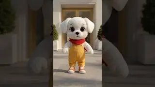 Adorable Puppy Dancing in Yellow Overalls 🐶✨ Cutest Street Fashion Star!