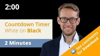 Zoom Video Black Background with White 2 Minute Countdown Timer